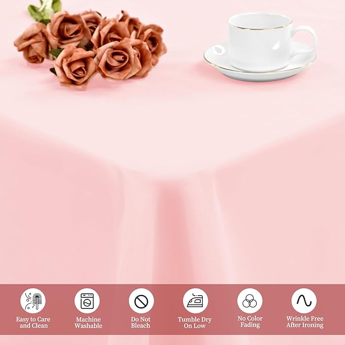 12 Pack Pink Tablecloths for Rectangle Tables 60 x 102 Inch Pink Polyester - Image 5