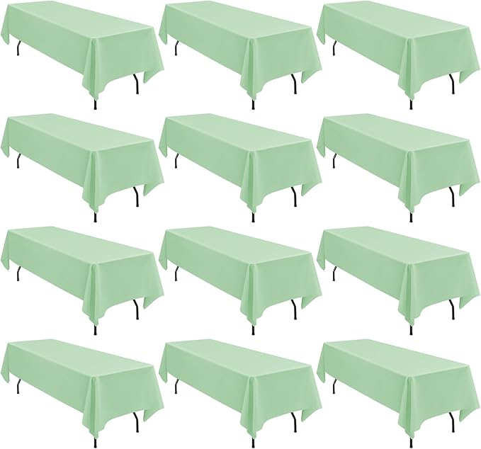 12 Pack 60 x 126 Inch Rectangle Tablecloth Sage Green Polyester Tablecloth by fani
