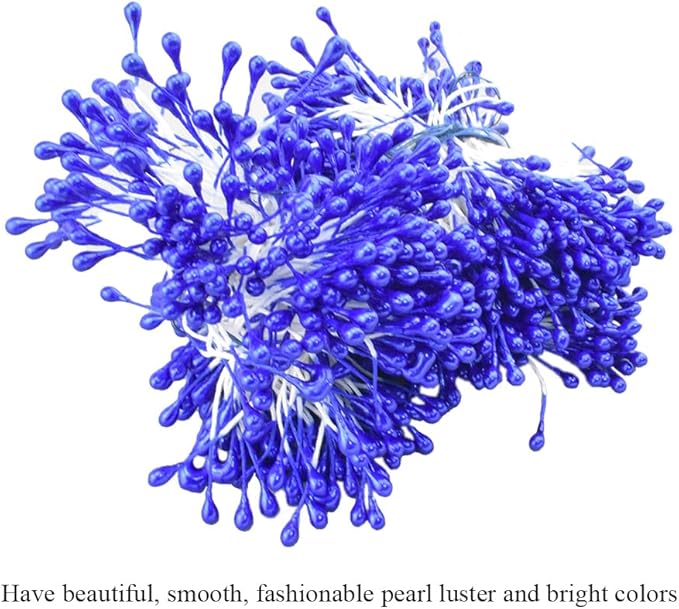 HAHIYO 700Pcs 3mm Royal Blue Pearl Double Head Flower Stamen Pistil - Image 4