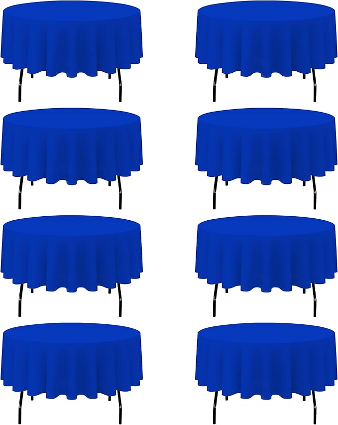 BRILLMAX 8 Pack Royal Blue Round Tablecloths 90 Inch by BRILLMAX