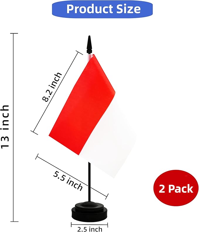 2 Pack Indonesia Desk Flag, Indonesian Table Office Flag - Image 2