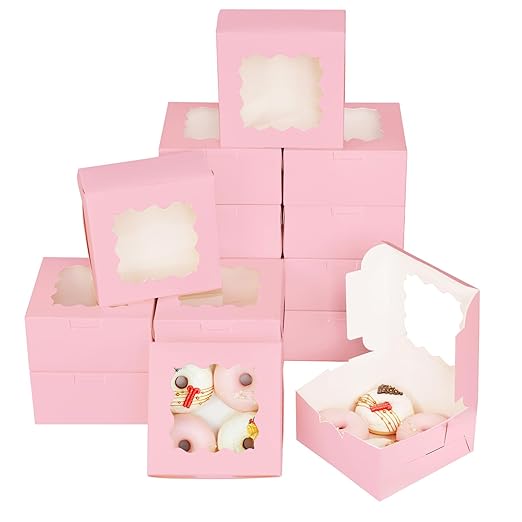 Bakepacker 100pcs Pink Cookie Boxes 6x6x3 inches Easy Assemble Macaroon Pastry by Bakepacker