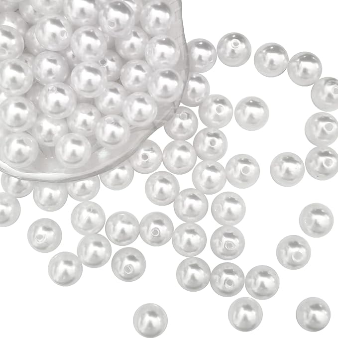 100Pcs 16mm White Pearl Beads for Cratfs, Big Size Loose Pearl Beads by Anlan-angel