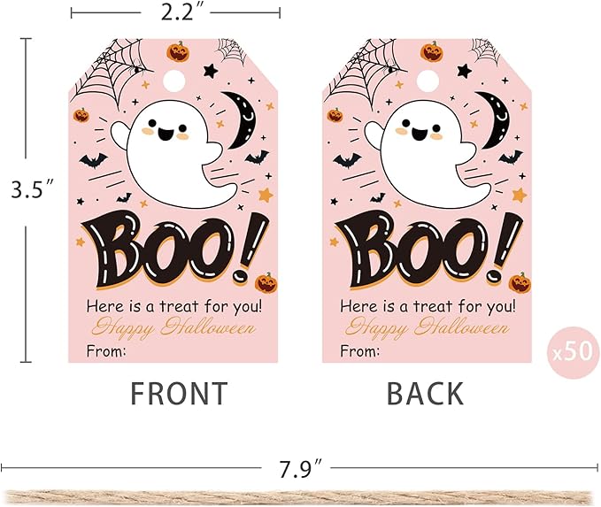 Aukolass 50Pcs Boo Gift Tags, Halloween Treat Tag - Image 2