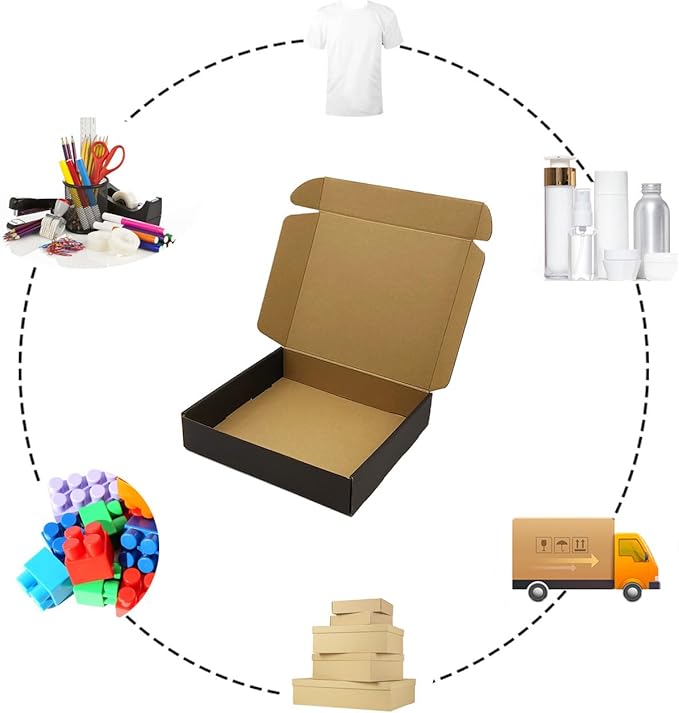 24 Pack 13x10x2 Inches Black Shipping Boxes，3 Layers Corrugated Cardboard Box - Image 2