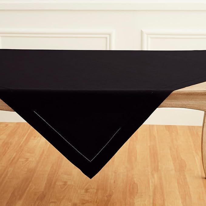 Solino Home Black Linen Tablecloth 52 x 52 Inch - Image 4
