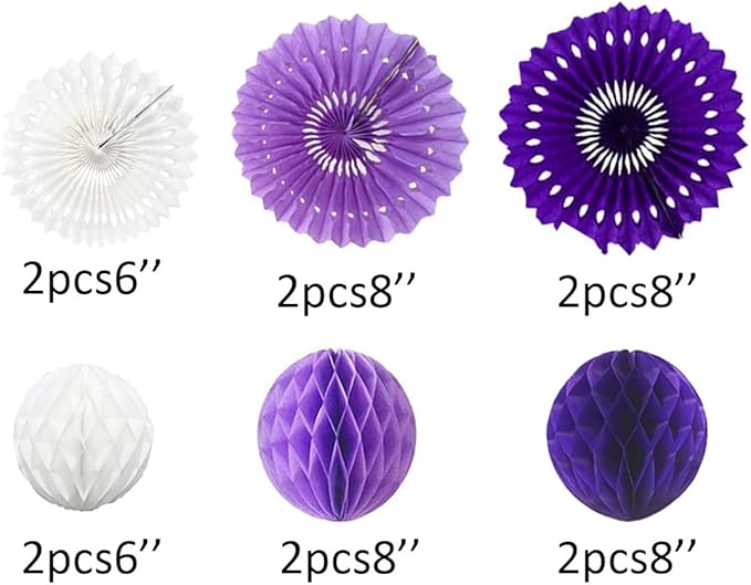 12pcs 6’’ 8’’ Honeycomb Balls Tissue Paper Fans Party Honeycomb Ball Fans Wall - Image 2