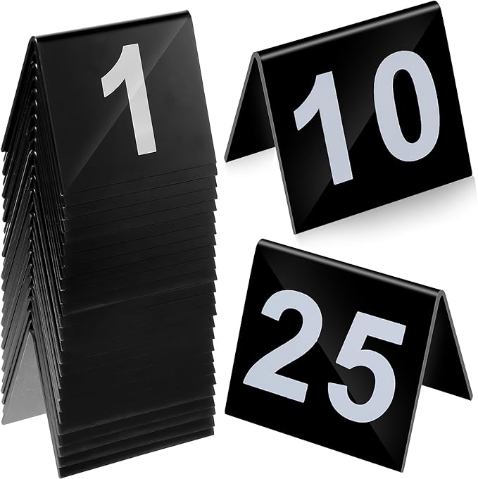 Table Numbers 1-25 Acrylic Double Side Numbered TableS Tents Plastic Restaurant by Unknown