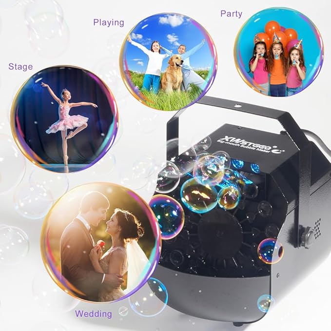 Stage Bubble Machine with Lights, Wireless Remote - Image 5