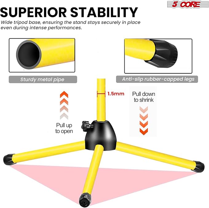 5 Core Tripod Mic Stand Floor Adjustable 18 to 72 Inches Sturdy Boom Arm Holder - Image 4