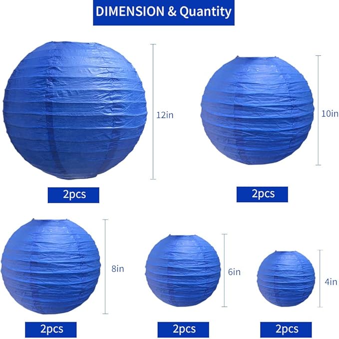 BEISHIDA Dark Blue Round Paper Lanterns Decorative Hanging Asia Chinese - Image 2