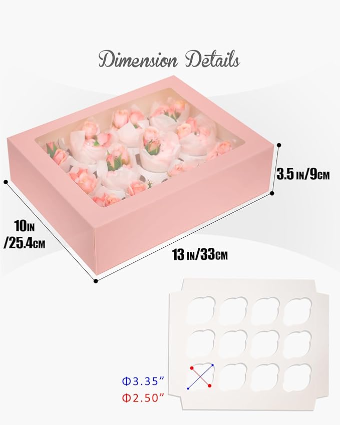 Bakepacker Auto-pop up 12 Cupcake Containers 6-Packs Pink Cupcakes Carrier - Image 5