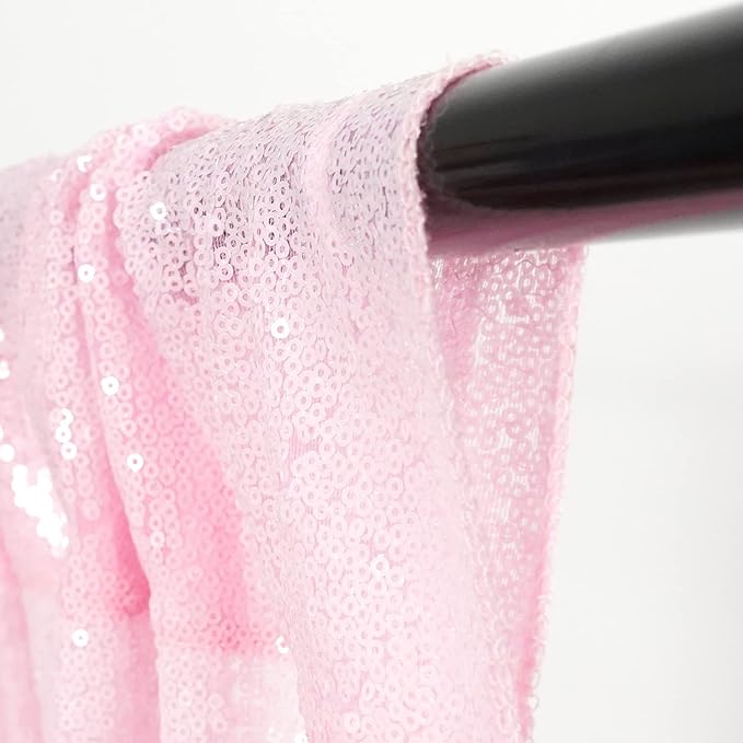 4Pcs 2Ft x 8Ft Pink Sequin Backdrop Curtains, Glitter Photography Background - Image 4