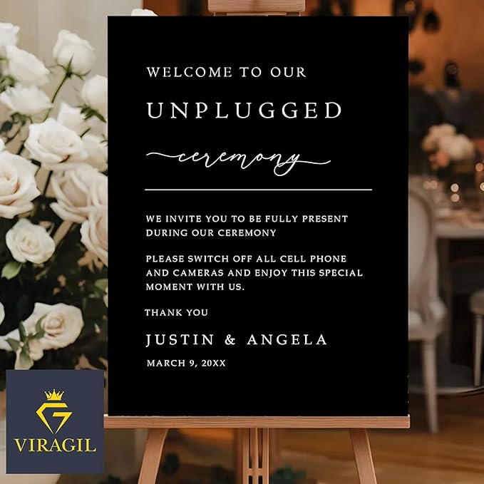 Modern Unplugged Wedding Yard Sign – Custom Name & Date – Printed on Acrylic or - Image 4