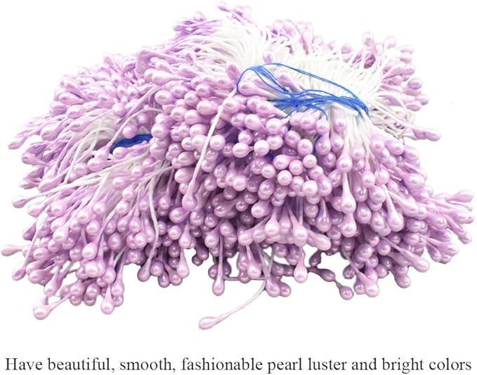 HAHIYO 700Pcs 3mm Light Purple Pearl Double Head Flower Stamen - Image 4