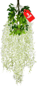 5 Pack Green White Wisteria Hanging Flowers, 3.44 Ft Fake Hanging Flowers by ZEBMOON