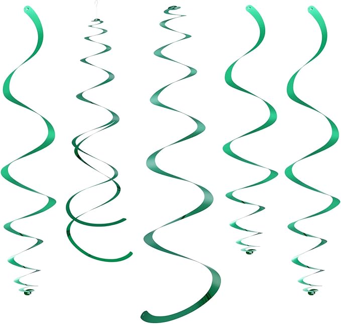Green Party Hanging Swirl Decorations Plastic Streamers by WEVEN
