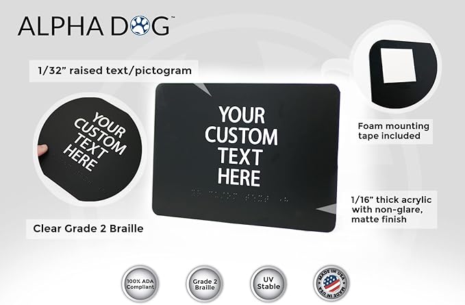 ALPHA DOG ADA SIGNS Custom ADA Compliant Braille Sign, Tactile Text, Raised - Image 3