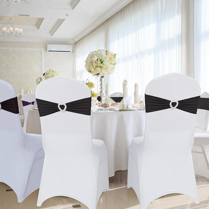 Howhic Pack of 30 Spandex Chair Sashes Bows Stretch Chair Cover Band - Image 6