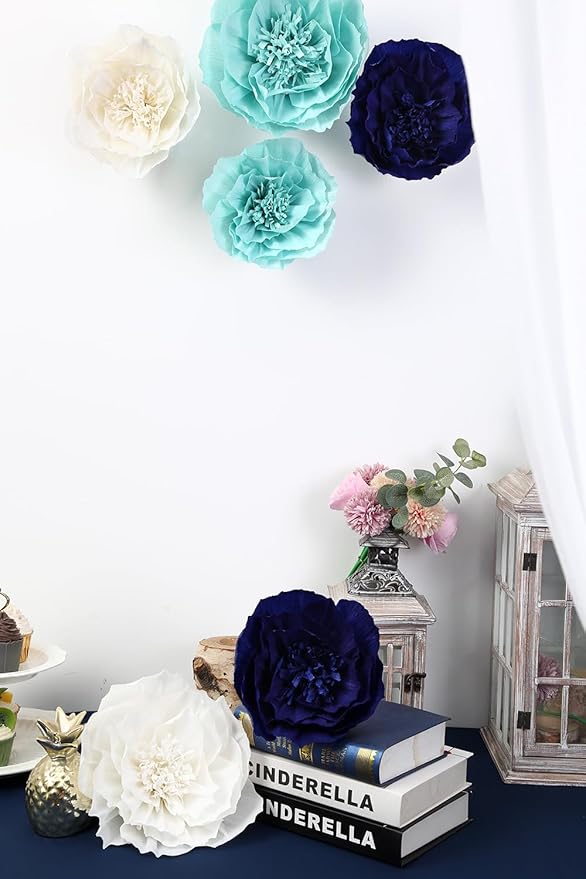 Paper Flower Decorations for Wall, Baby Boy Nursery Wall Decor, Bridal Shower - Image 4