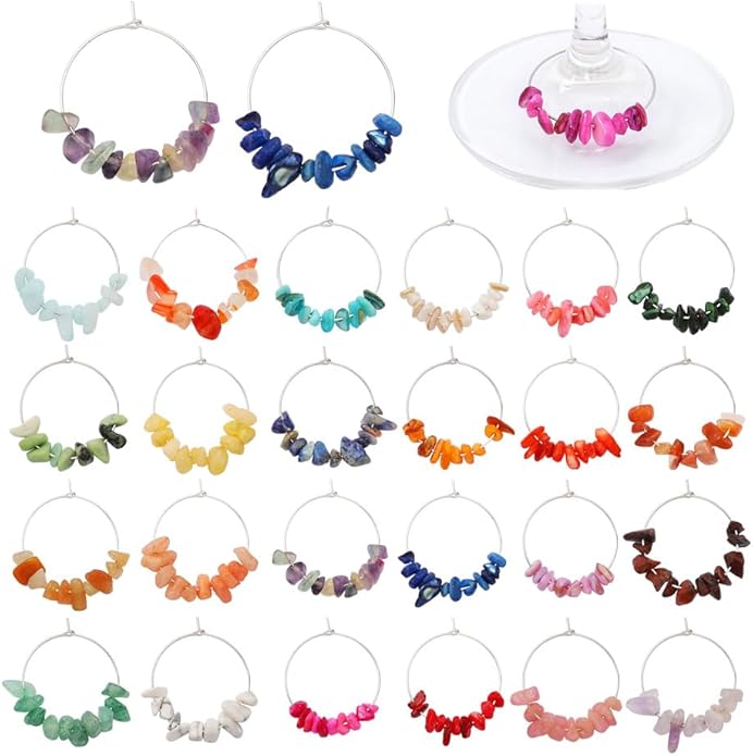 Pride & Par 24 Pcs Nature Gemstone Beads Glass Charms by Pridepar