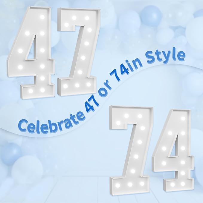 imprsv Marquee Numbers Large 47th-Birthday Decorations: 4ft Light Up Number - Image 6