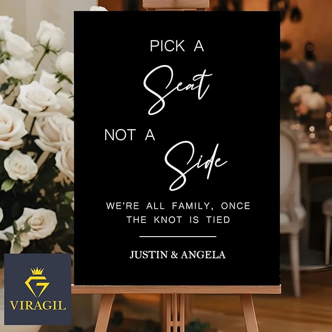 Personalized Pick a Seat Sign for Wedding – Greenery Welcome Yard Sign – Custom - Image 4