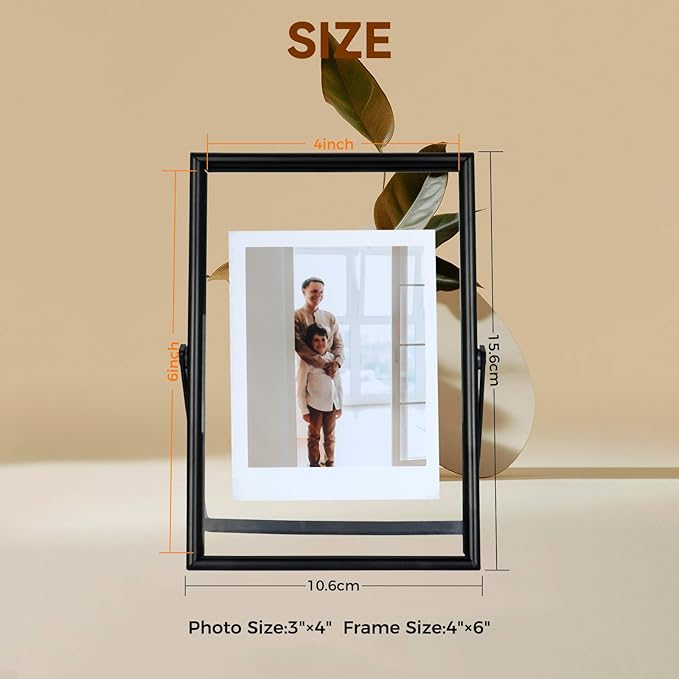 Black Floating Frame, For Picture 3.5x5, Tabletop Shelf Photo Frame, Classy - Image 2