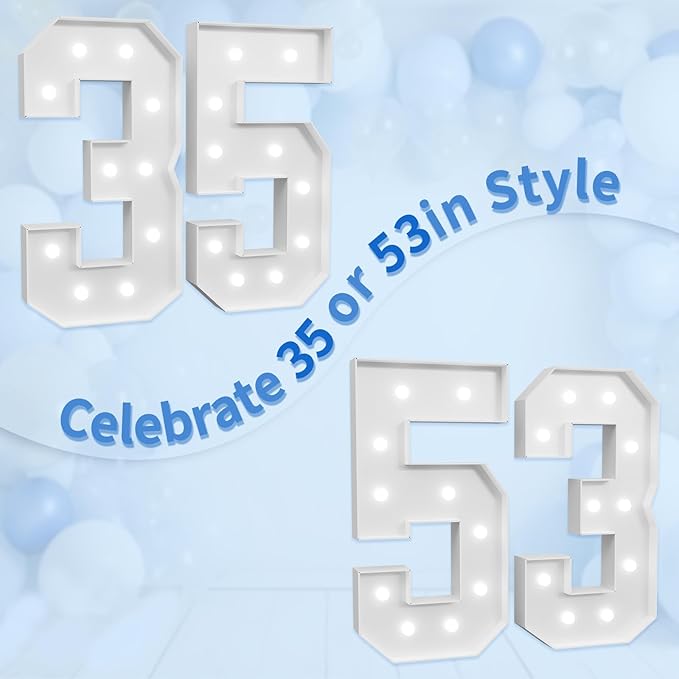 imprsv Marquee Numbers Large 35th-Birthday Decorations: 4ft Light Up Number - Image 6