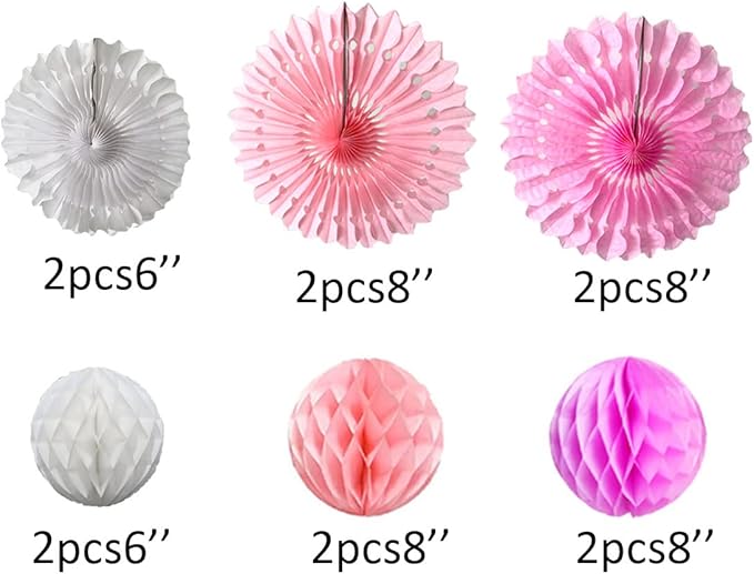 12pcs 6'' 8'' Honeycomb Balls Tissue Paper Fans Party Honeycomb Ball Fans - Image 2