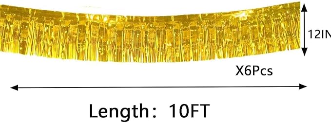 We Moment 6 Pack 10 Feet Gold Foil Fringe Garland Streamers Metallic Tinsel - Image 2