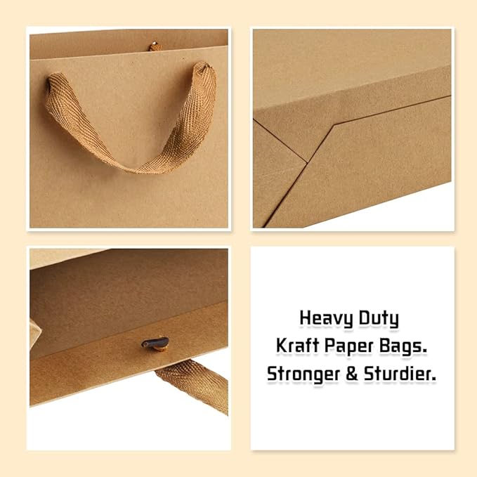 BagDream Paper Bags 10.6x3.1x8.3 25Pcs Gift Bags Heavy Duty Kraft Brown Gift - Image 6