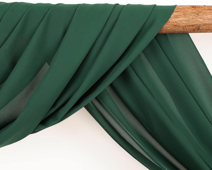 Wedding Arch Draping Fabric 4 Panels 30'' x 18FT Emerald Green Sheer Chiffon - Image 3