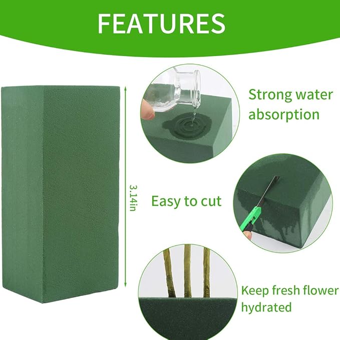 CCINEE Floral Foam Bricks, Florist Foam Green Wet Blocks Supplies - Image 3