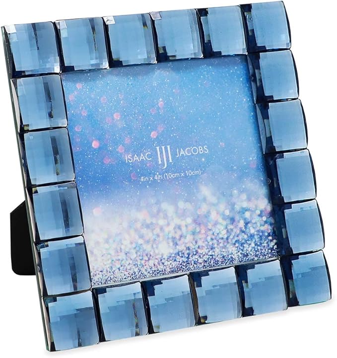 Isaac Jacobs Decorative Sparkling Navy Jewel Picture Frame, Photo Display & by IsaacJacobs