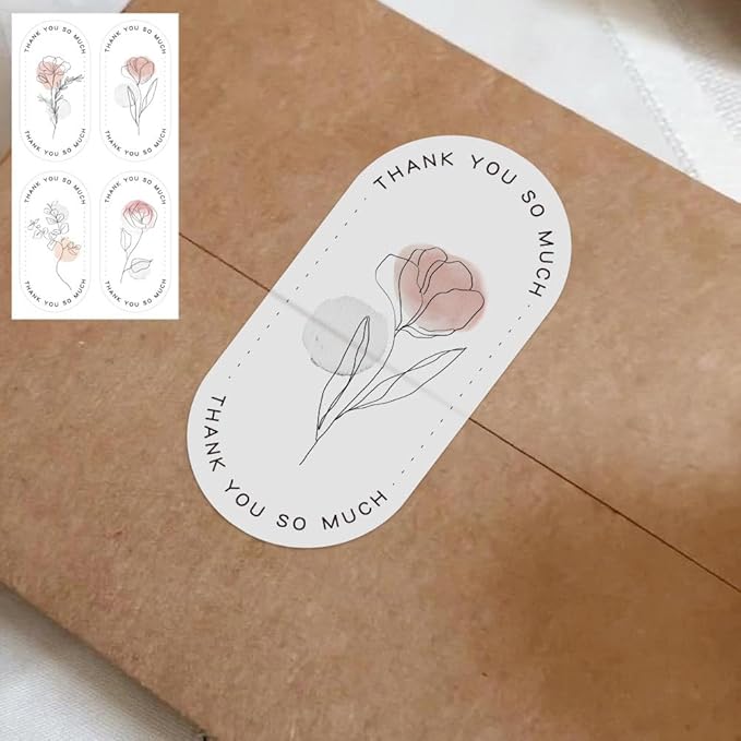 500 Pieces Large Thank You Stickers, Gift Flower Decorative Wrapping Stickers by Unknown