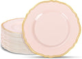 Hioasis 60pcs Pink Plastic Plates by Hioasis