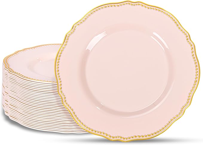 Hioasis 60pcs Pink Plastic Plates by Hioasis