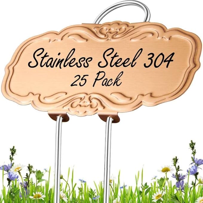 Updated Metal Plant Labels for Garden, 25 Pack Stainless Steel DIY Plant by Gottinfurt
