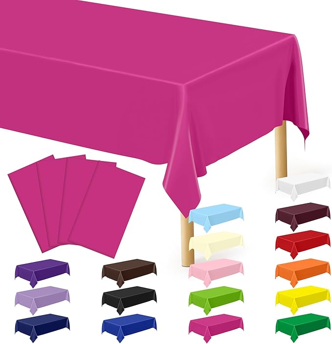 QZYL 4 PCS Rose Red Plastic Tablecloths by QZYL