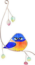Lolitarcrafts Grumpy Owl Stained Glass Suncatcher Bluebird Stained Window by HandmadeGlassSuncather