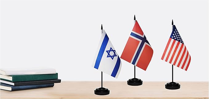 Norway Norwegian Deluxe Desk Flag Set Small Mini Miniature Norway Norwegian - Image 6