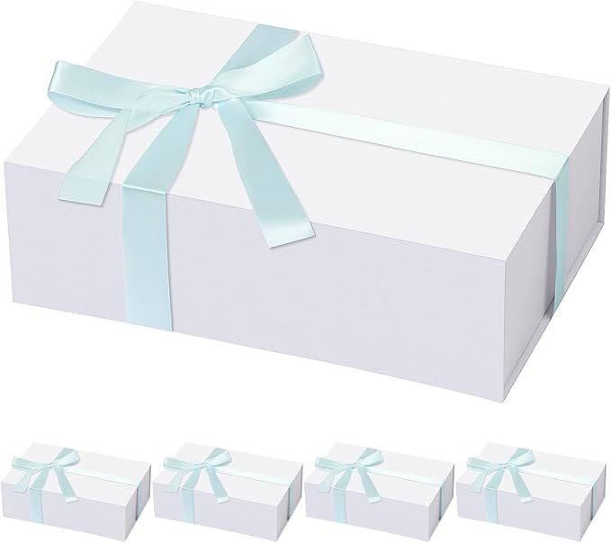 Rinrda 5 Pack Large White Gift Box, 13.75"x9"x4.5", Gift Boxes by Rinrda