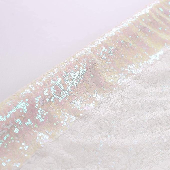Eternal Beauty White Iridescent Sequin Backdrop, 8x8 Ft Glitter Background - Image 9