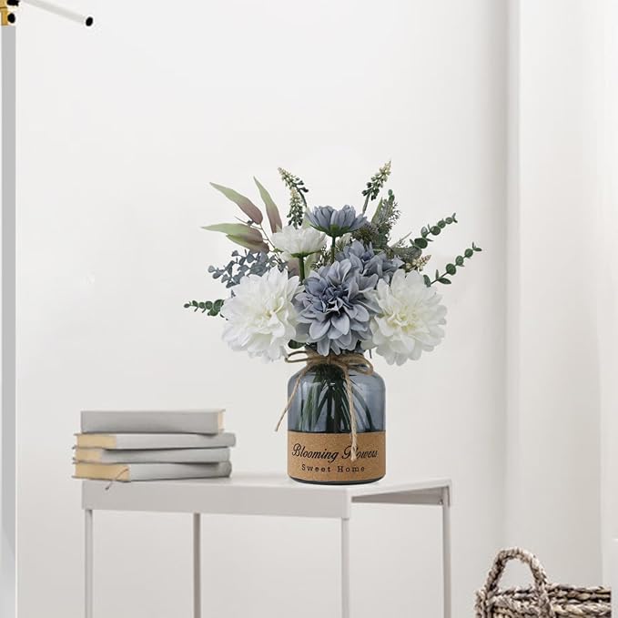 Fake Flowers with Vase, Silk Artificial Flowers in Vase, Fake Plants and Faux - Image 5