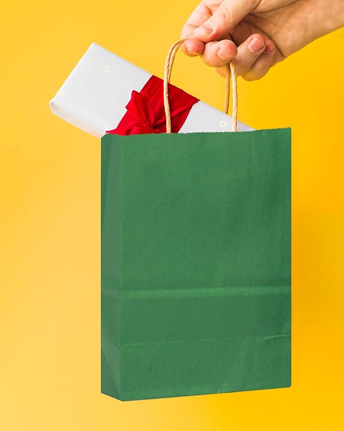 qiqee 24 Pcs Deep Green Mini Paper Gift Bags - Image 5