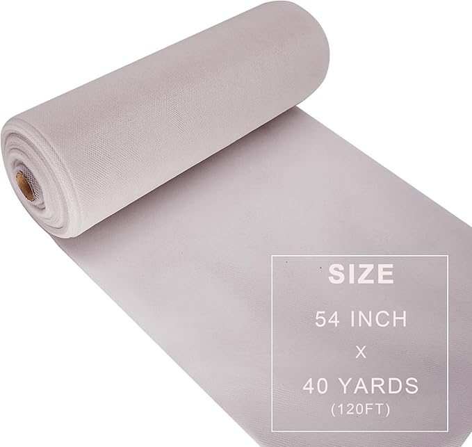 Silver Tulle Fabric Roll Spool Bolt Large Tulle Wedding Party Decoration - Image 3