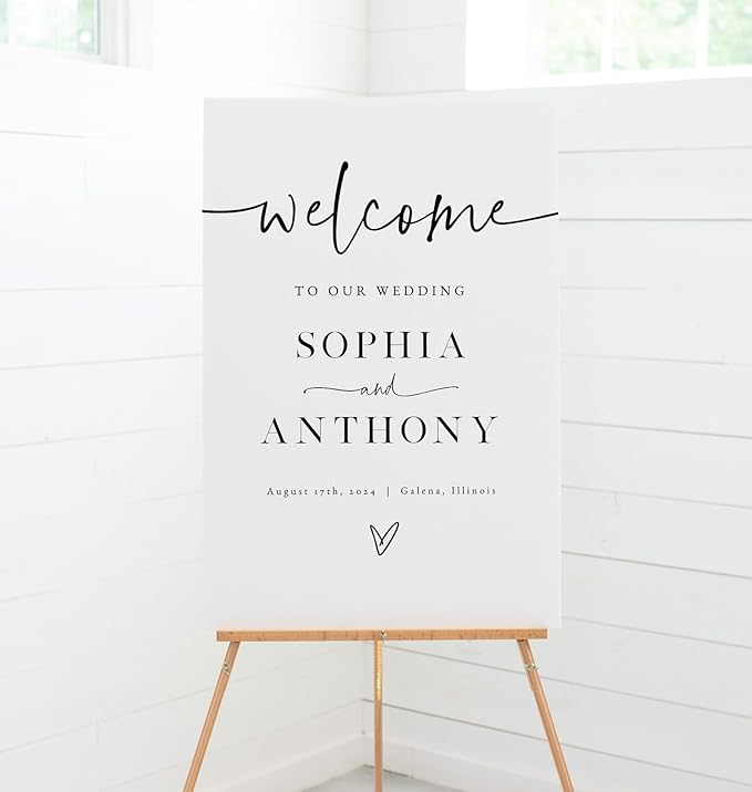 Wedding Welcome Sign, Minimalist Welcome Sign, Pole Mount - Image 2