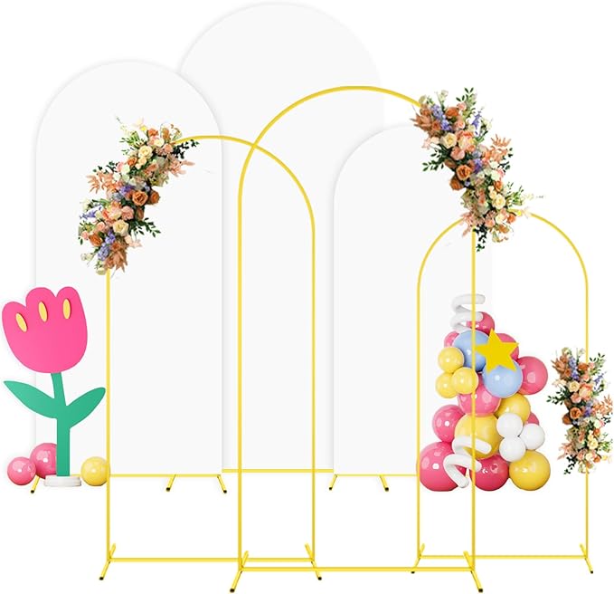 Metal Arch Backdrop Stand and White Wedding Arch Cover Set 7.2FT 6.6FT 6FT by OMKSIH
