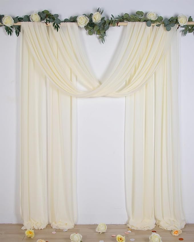 SHERWAY 2 Panels 30Ft Extra Long Chiffon Arch Drapes - Image 2